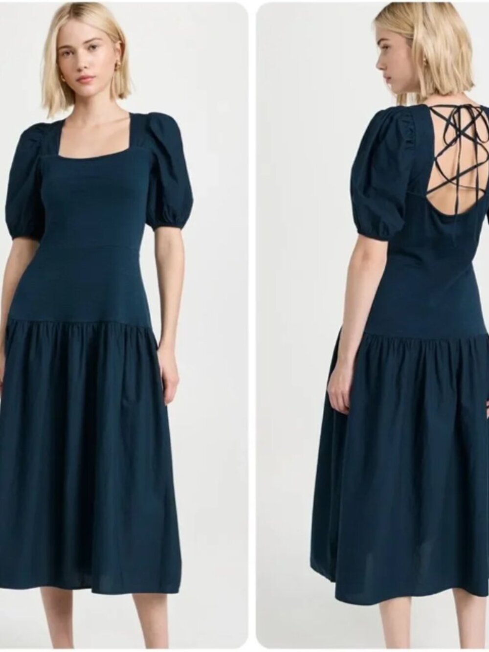 Nation LTD Cordelia Lace Up Black Midi Dress  NWT Size  L